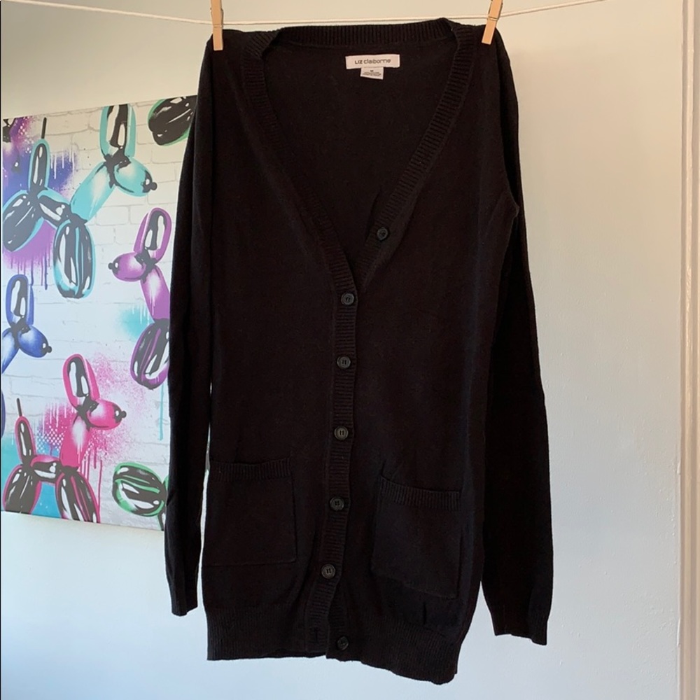 Black button up sweater